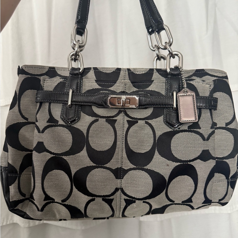 Coach Black and Gray Signature Tote Bag